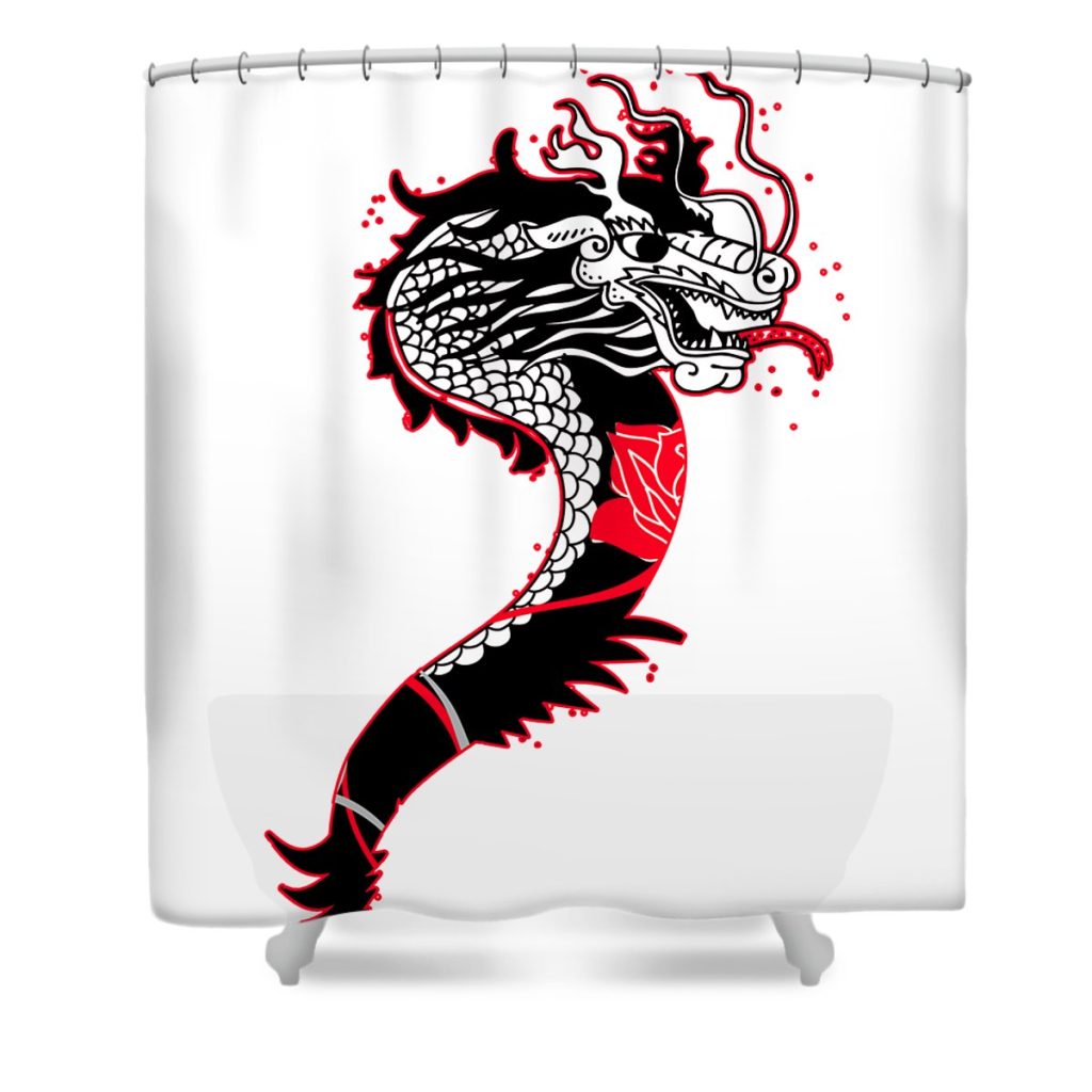 2 dragon chinese asian mythology cool gift thomas larch transparent - Anime Shower Curtain Shop