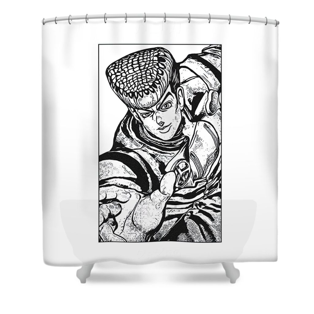 2 josuke higashikata jojos bizarre adventure kms byzet transparent - Anime Shower Curtain Shop