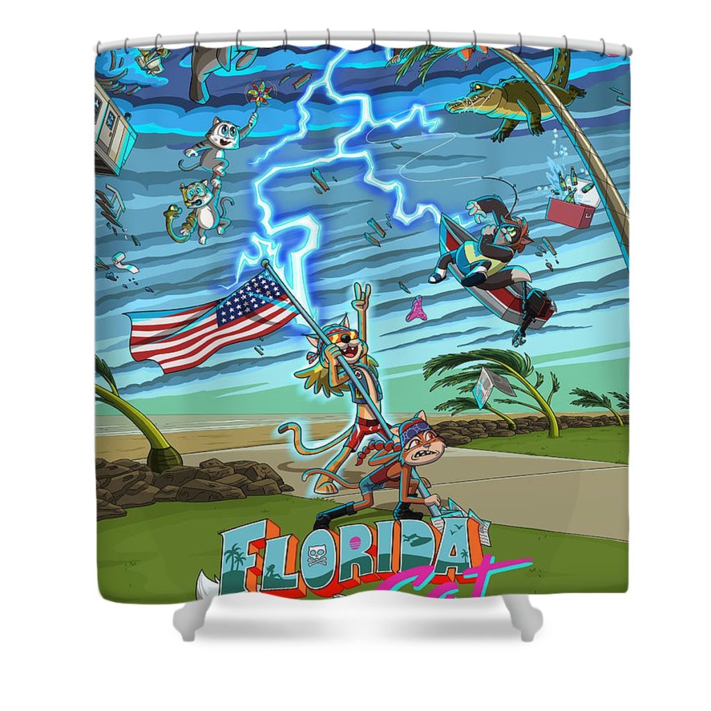 3 florida cat pop culture - Anime Shower Curtain Shop