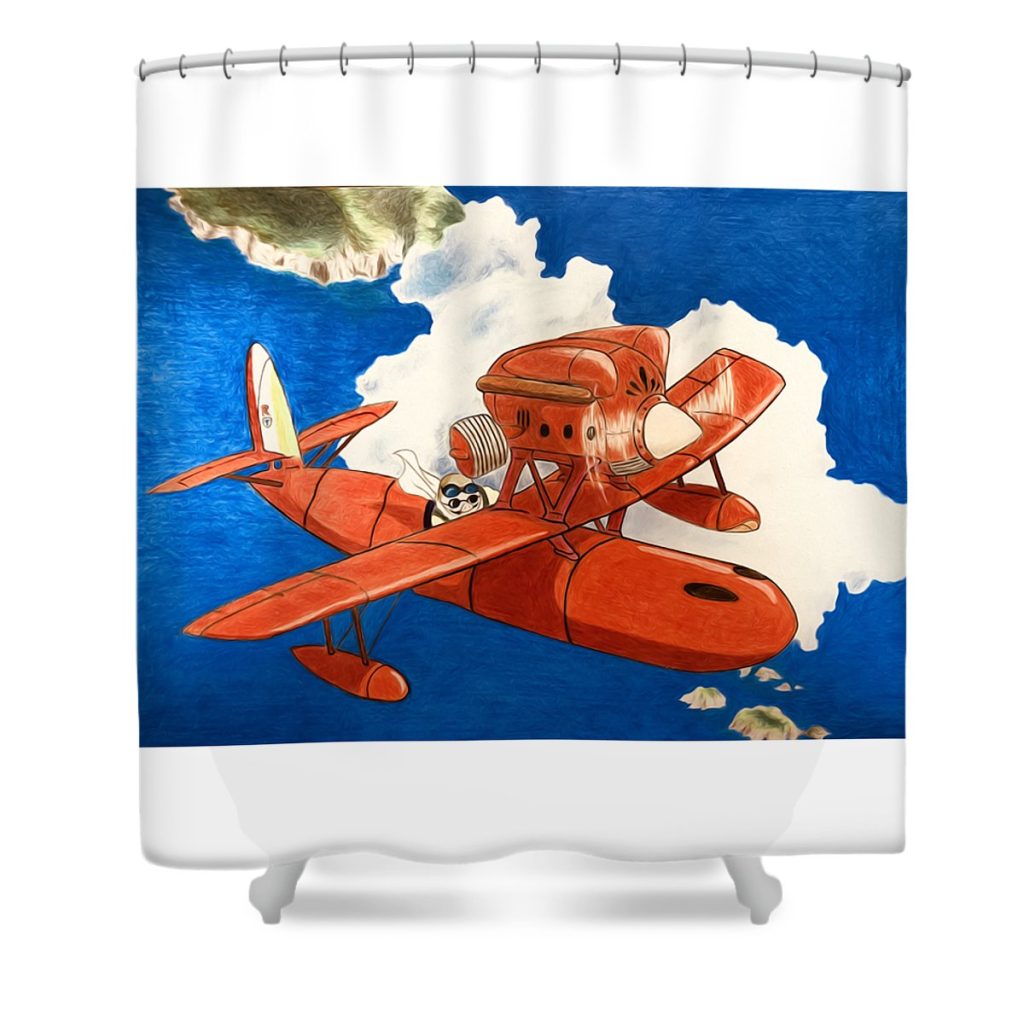 3 porco rosso lays three transparent - Anime Shower Curtain Shop