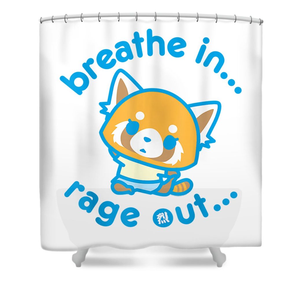 aggretsuko yoga breathe in rage out kane swastima transparent - Anime Shower Curtain Shop