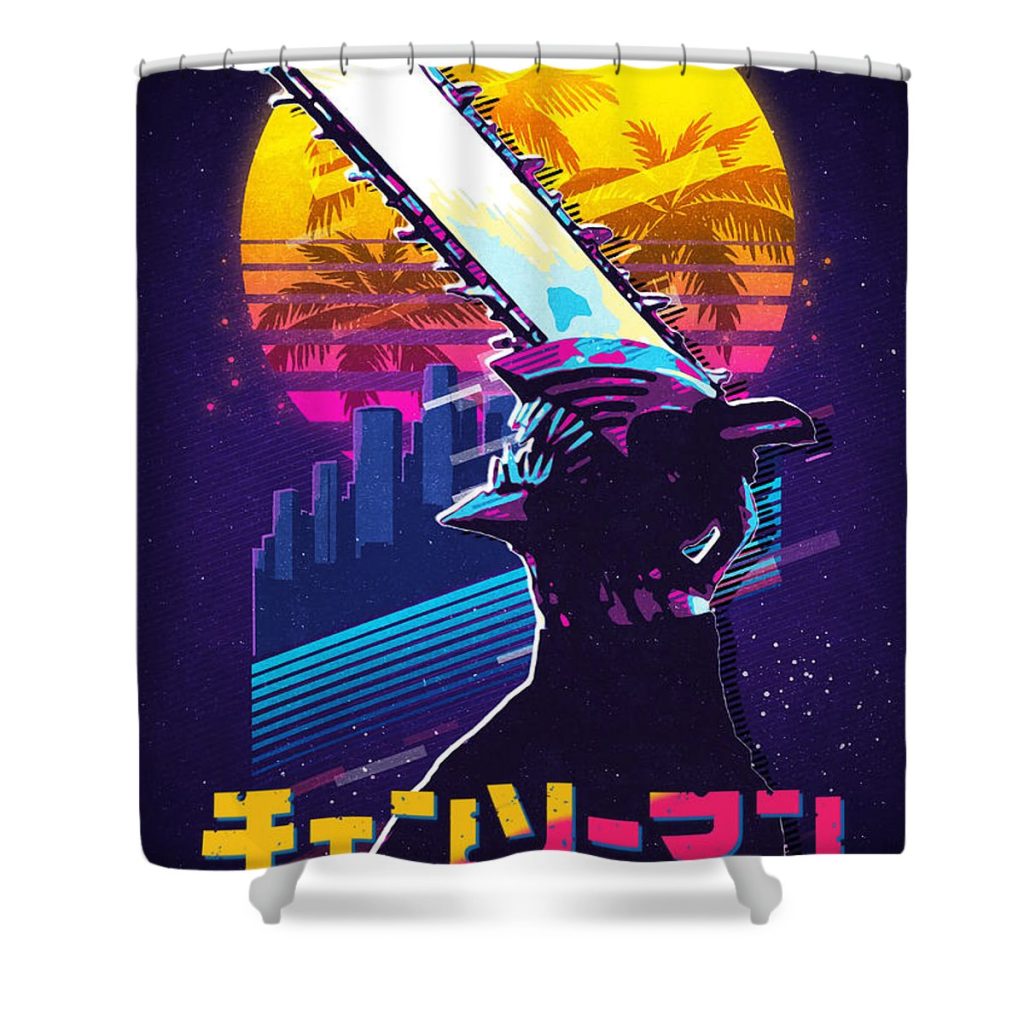 chainsaw man retro 70s nature hannah white - Anime Shower Curtain Shop