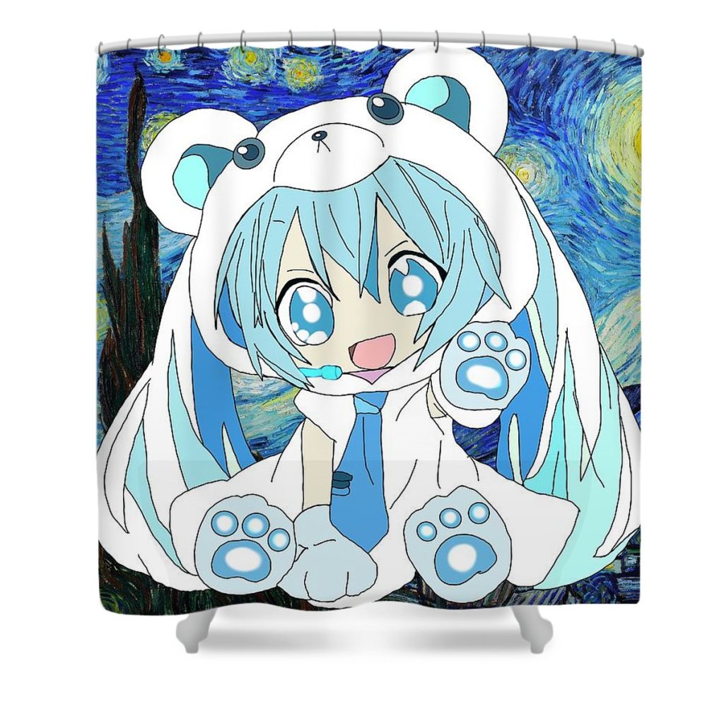 chibi hatsune miku thu huynh - Anime Shower Curtain Shop