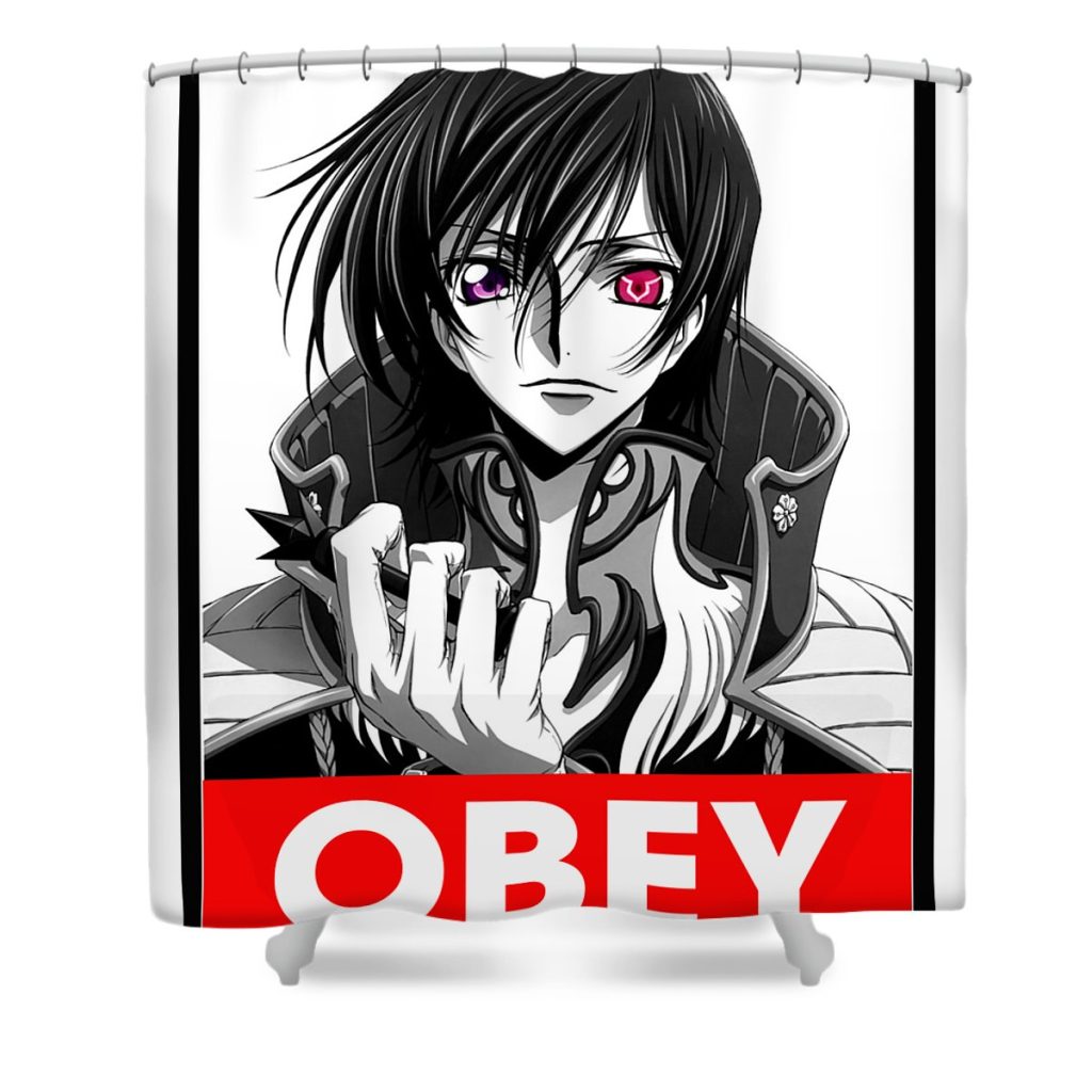 code geass black obey lelouch anime art transparent - Anime Shower Curtain Shop