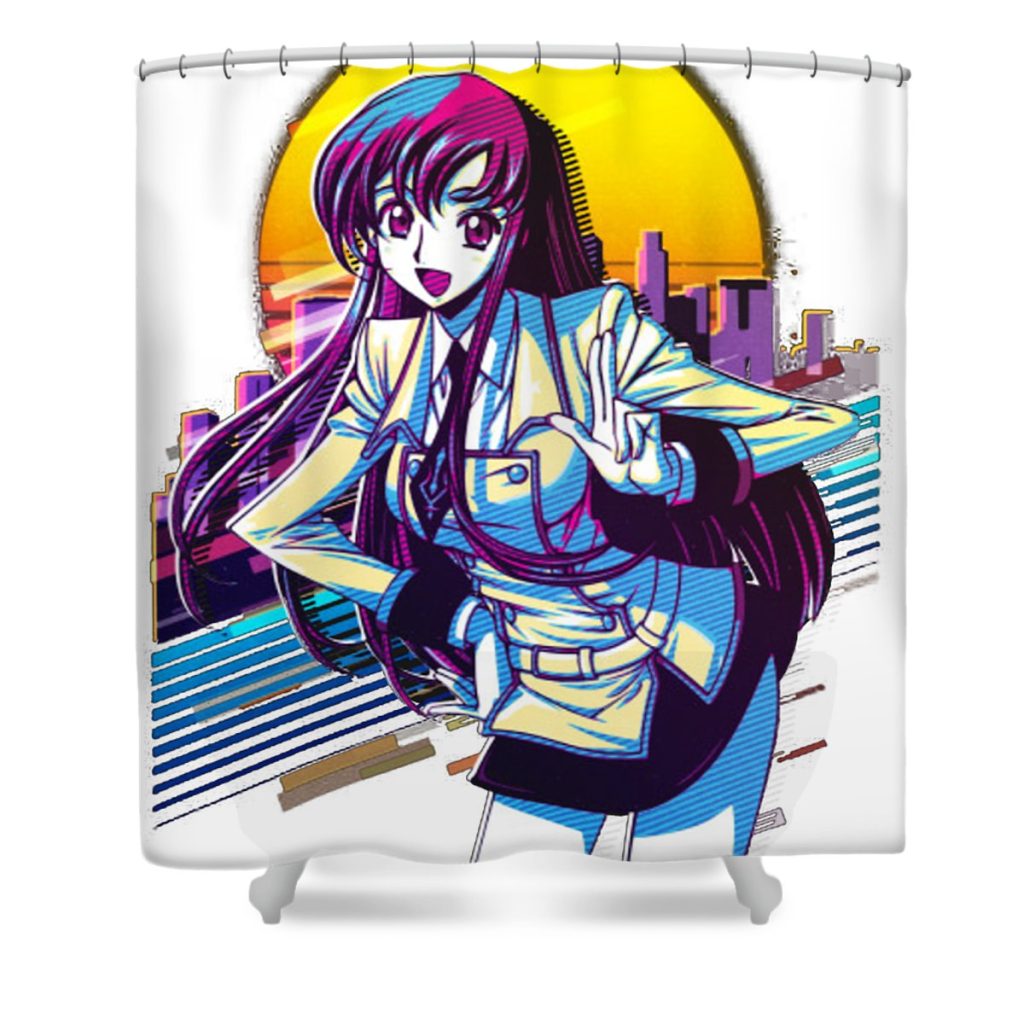 code geass shirley fenette retro art anime anime art transparent - Anime Shower Curtain Shop