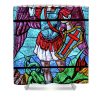 coloured stained glass of saint michael archangel luca lorenzelli - Anime Shower Curtain Shop