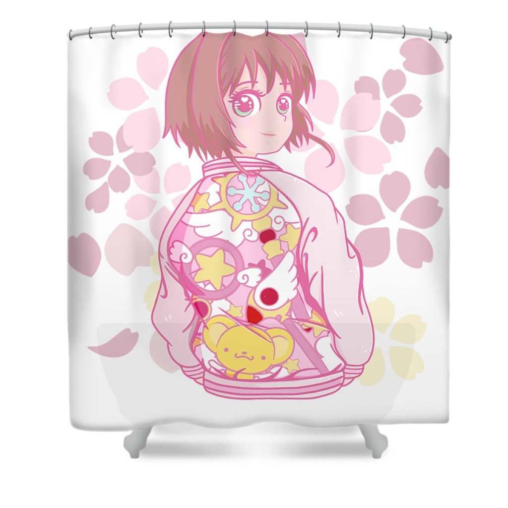 cute cardcaptor sakura 80s sukajan m b transparent - Anime Shower Curtain Shop