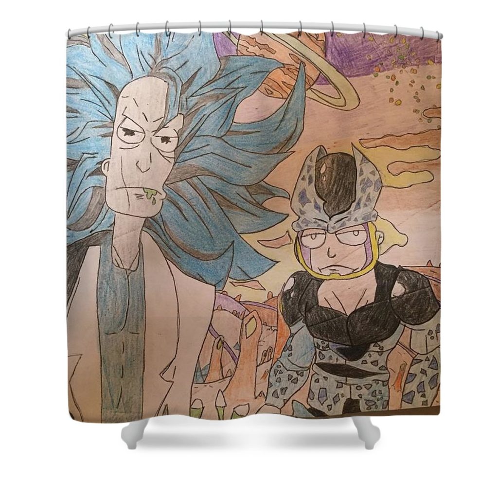 dbz rick and morty dakota strom - Anime Shower Curtain Shop