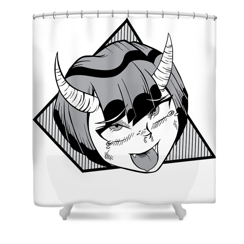 demon girl ahegao face markousi kocic transparent - Anime Shower Curtain Shop