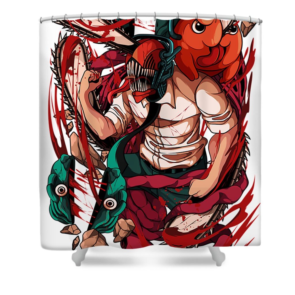 denji chainsaw man pimped pixels to harms transparent - Anime Shower Curtain Shop