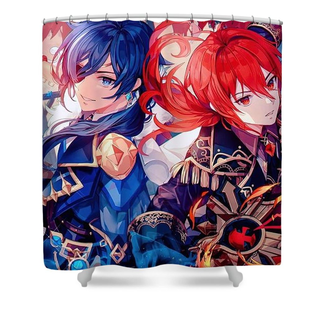 diluc kaeya fire ice genshin impact clark chelsea - Anime Shower Curtain Shop