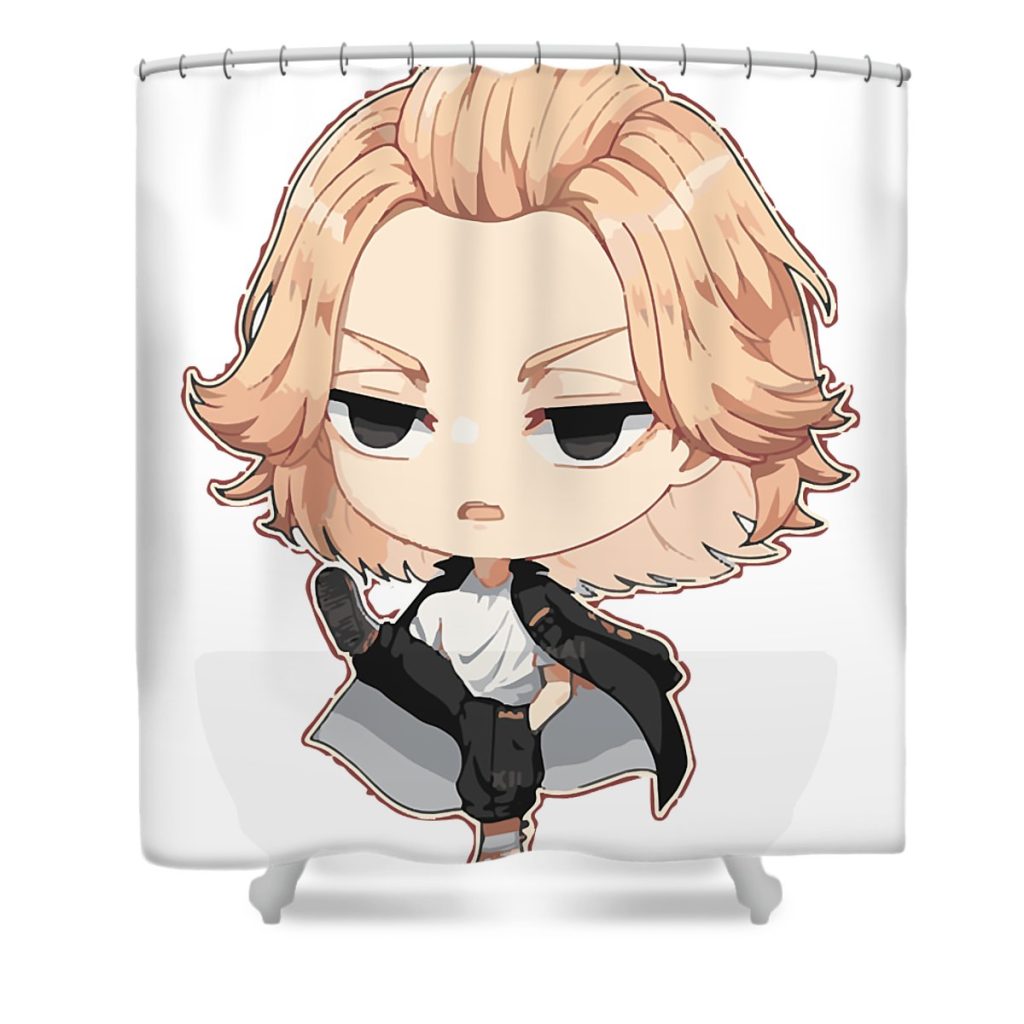 funny gifts for takemichi chipi manga hanagaki gift for fans mizorey tee transparent - Anime Shower Curtain Shop