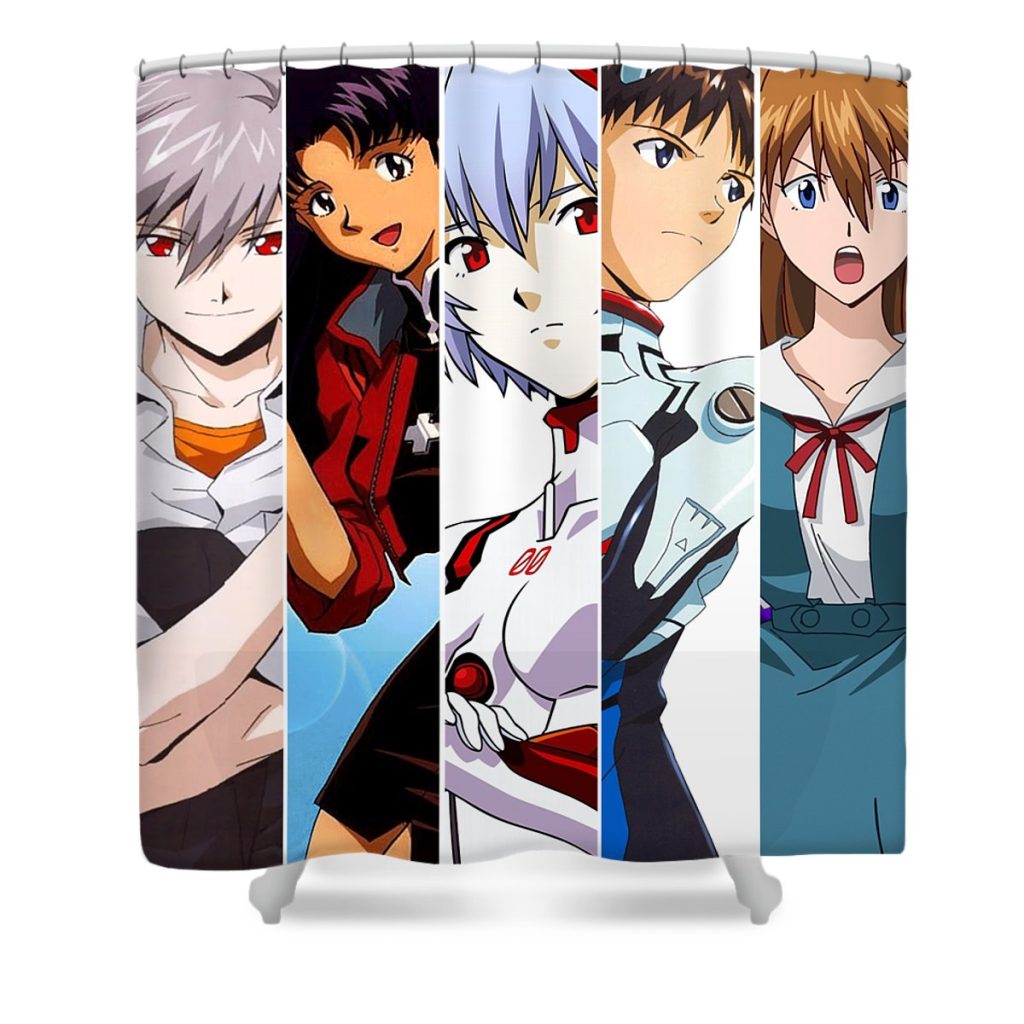 funny neon genesis cute evangelion anime characters gifts for fans lotus leafal transparent - Anime Shower Curtain Shop