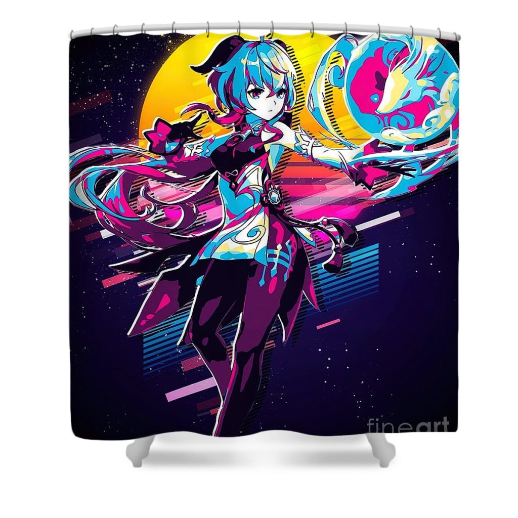 genshin impact ganyu 80s retro jake brown - Anime Shower Curtain Shop