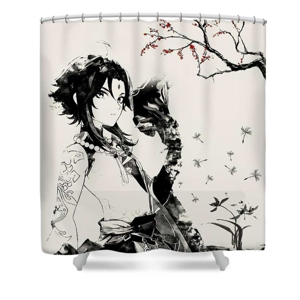 genshin impact xiao japanese style matilda mark - Anime Shower Curtain Shop