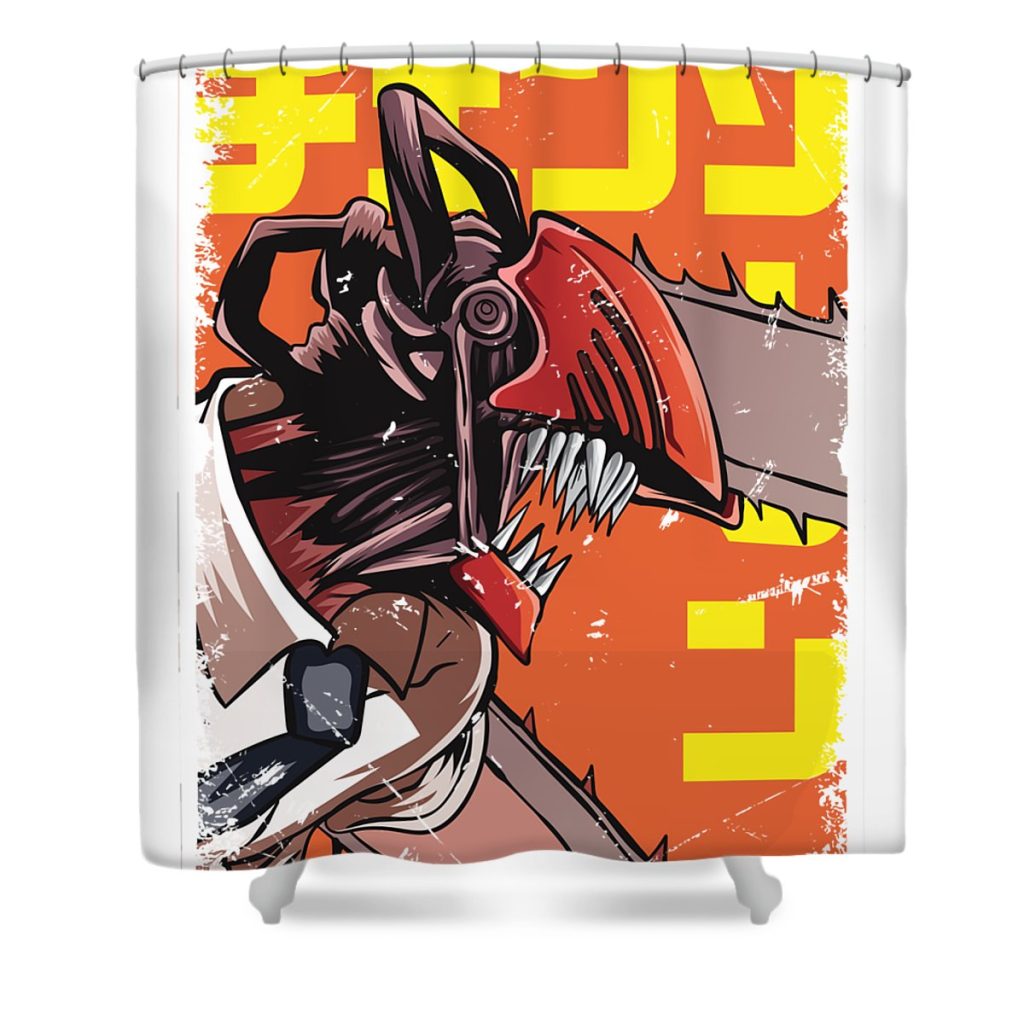 gift for men chainsaw man vintage anime video game transparent - Anime Shower Curtain Shop