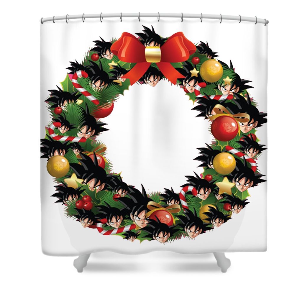 goku dragon ball z multiface christmas wreath mary d rodriquez transparent - Anime Shower Curtain Shop