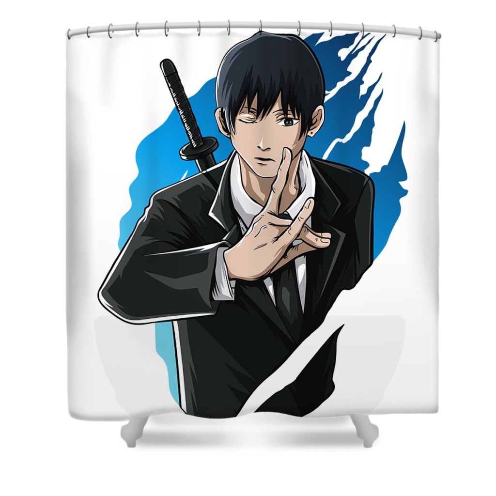 green chainsaw man aki anime video game transparent - Anime Shower Curtain Shop