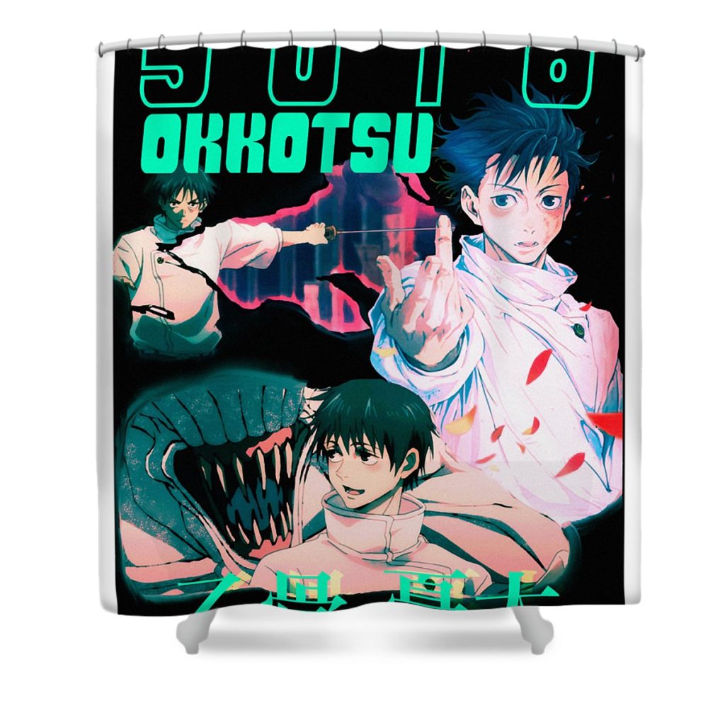 hardship cursed old friend character yuta okkotsu green funny zery bart transparent - Anime Shower Curtain Shop