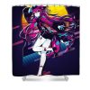 hu tao genshin impact 80s retro harrison brown - Anime Shower Curtain Shop