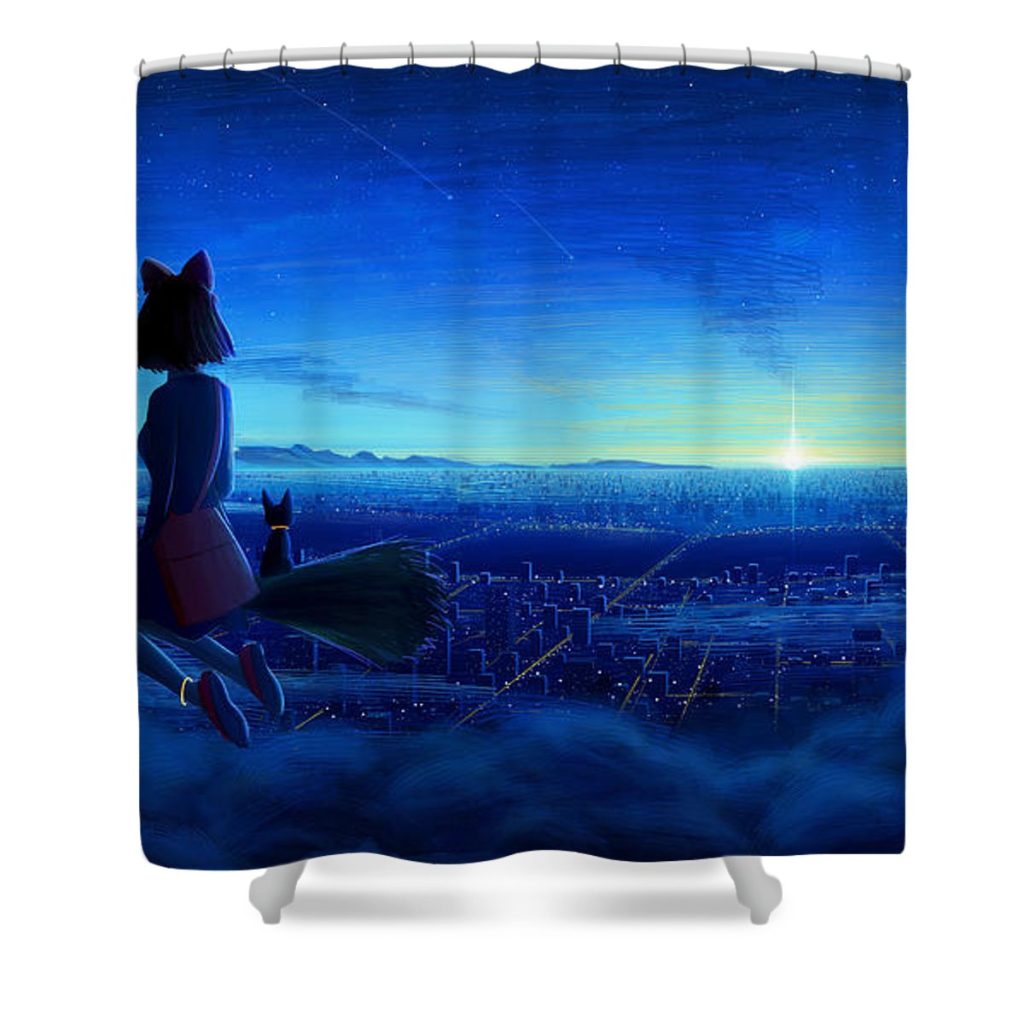 kiki and jiji in kikis delivery service lac lac - Anime Shower Curtain Shop