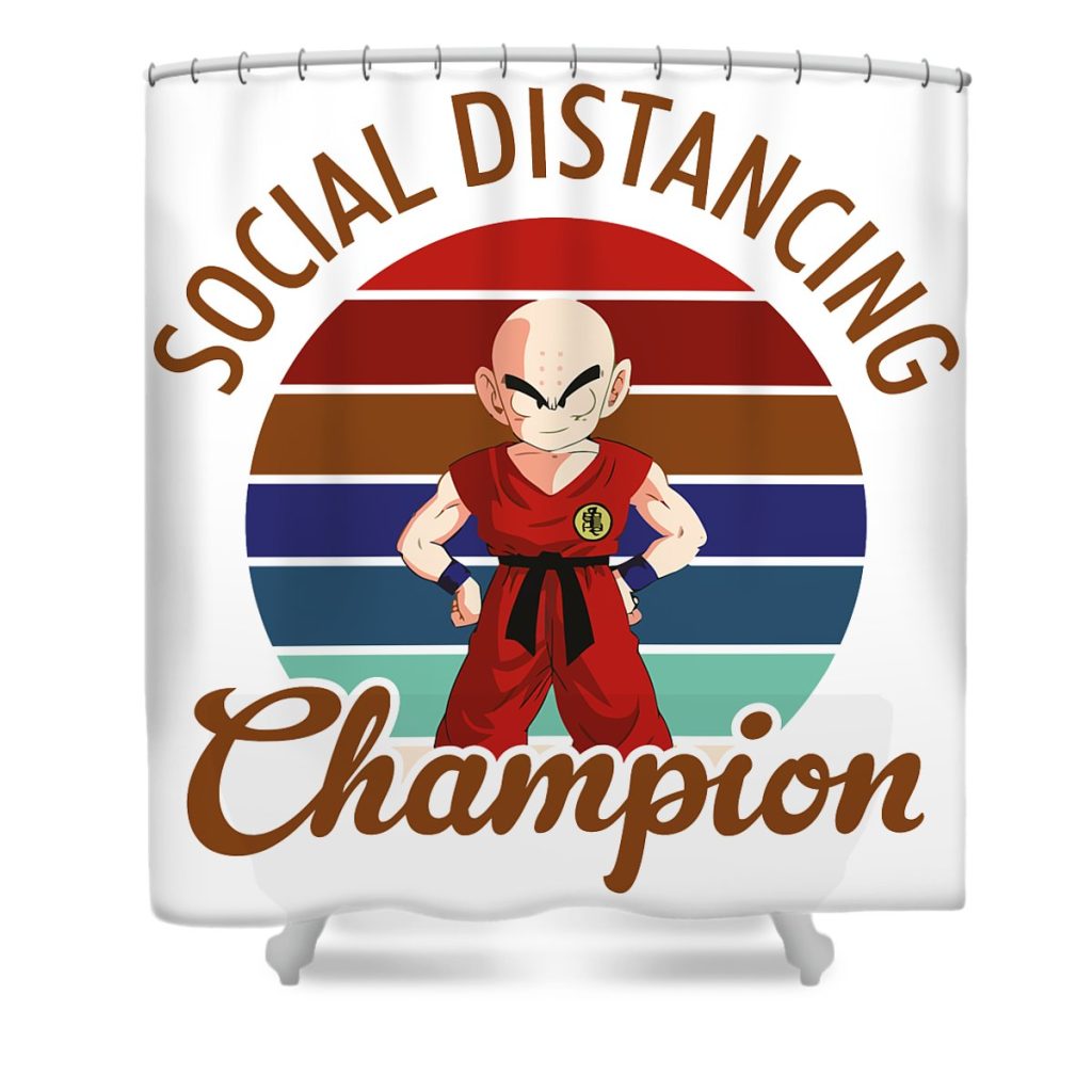 krillin dragon ball z social distancing champion gertrude j quinones transparent - Anime Shower Curtain Shop