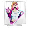 light blue chainsaw man power retro style anime video game transparent - Anime Shower Curtain Shop