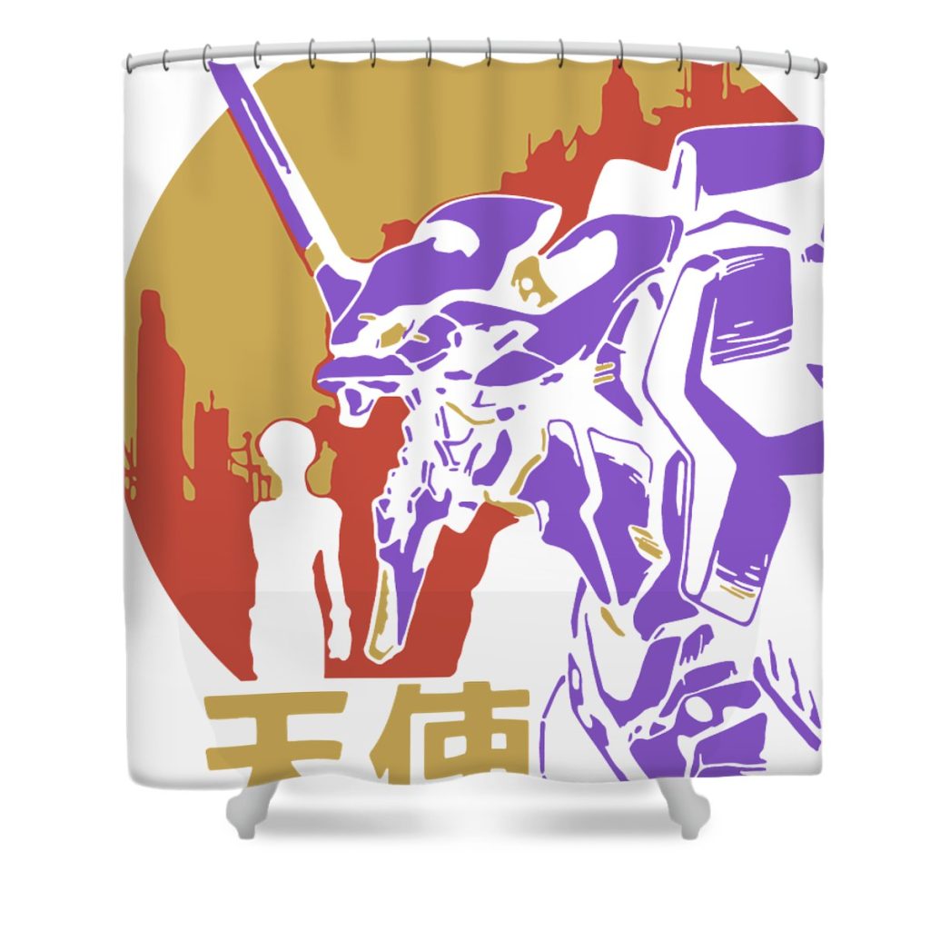 neon genesis evangelion retro vintage bung diem vo transparent - Anime Shower Curtain Shop