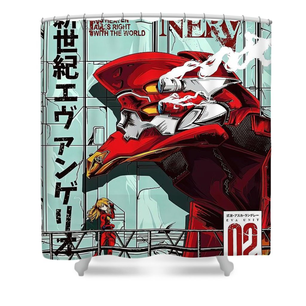 neon genesis evangelion unit02 hughes thompson - Anime Shower Curtain Shop