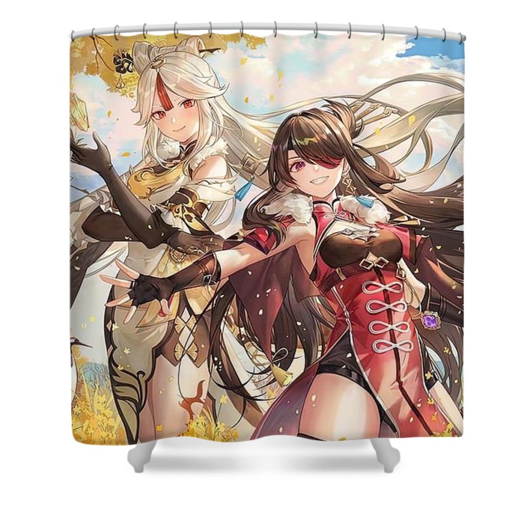 ningguang and beidou genshin impact evie keeley - Anime Shower Curtain Shop