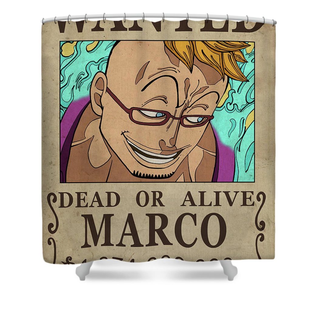 one piece wanted poster marco niklas andersen - Anime Shower Curtain Shop