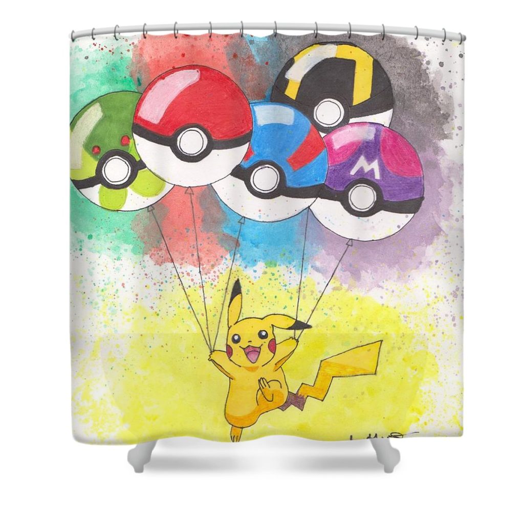 pikachu with pokemon balls loren hill - Anime Shower Curtain Shop