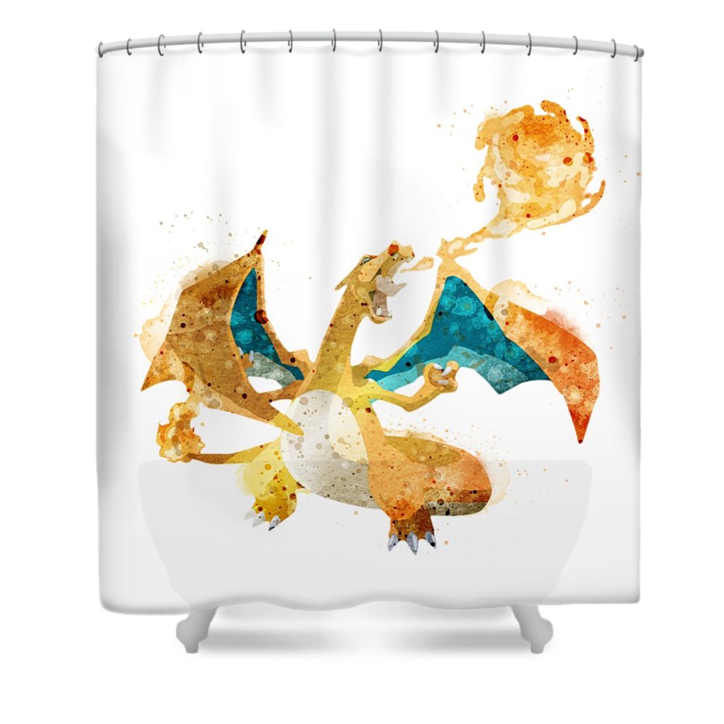 pokemon charizard watercolor mihaela pater transparent - Anime Shower Curtain Shop