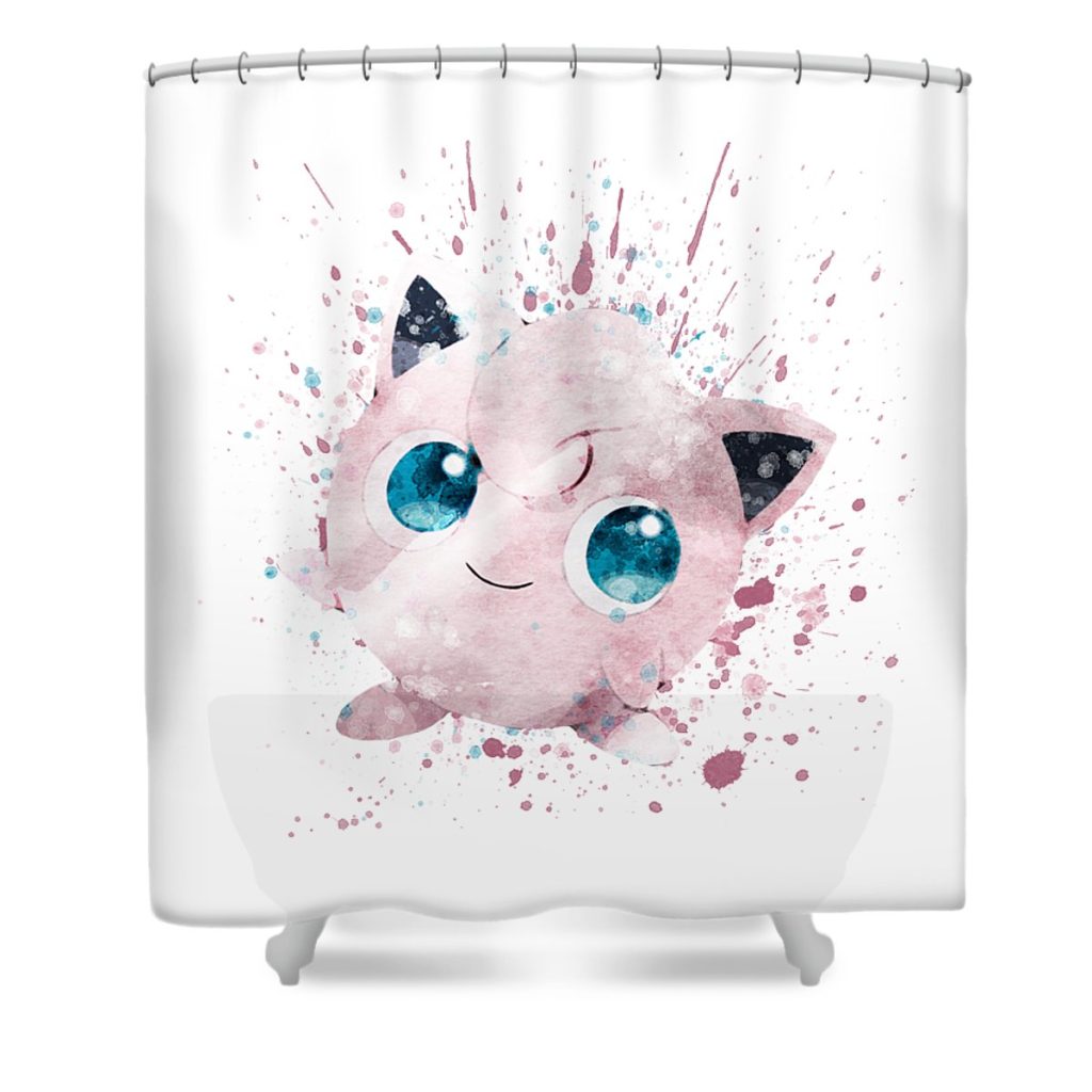 pokemon jigglypuff watercolor mihaela pater transparent - Anime Shower Curtain Shop