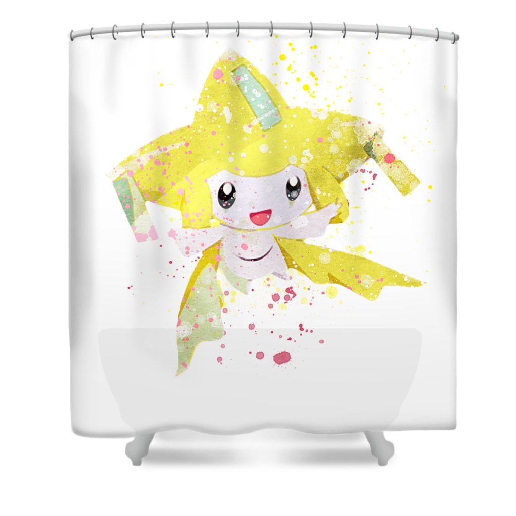 pokemon jirachi watercolor mihaela pater transparent - Anime Shower Curtain Shop