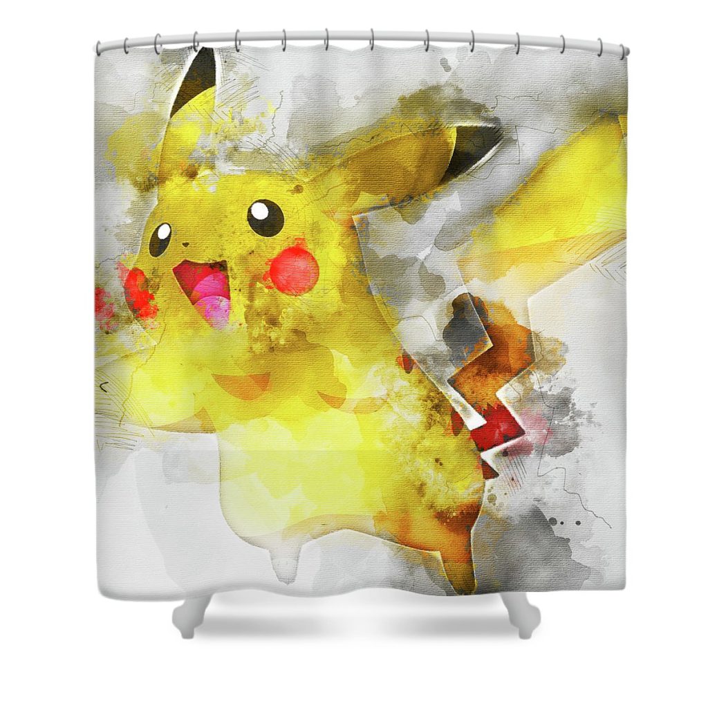 pokemon pikachu abstract portrait by diana van diana van - Anime Shower Curtain Shop