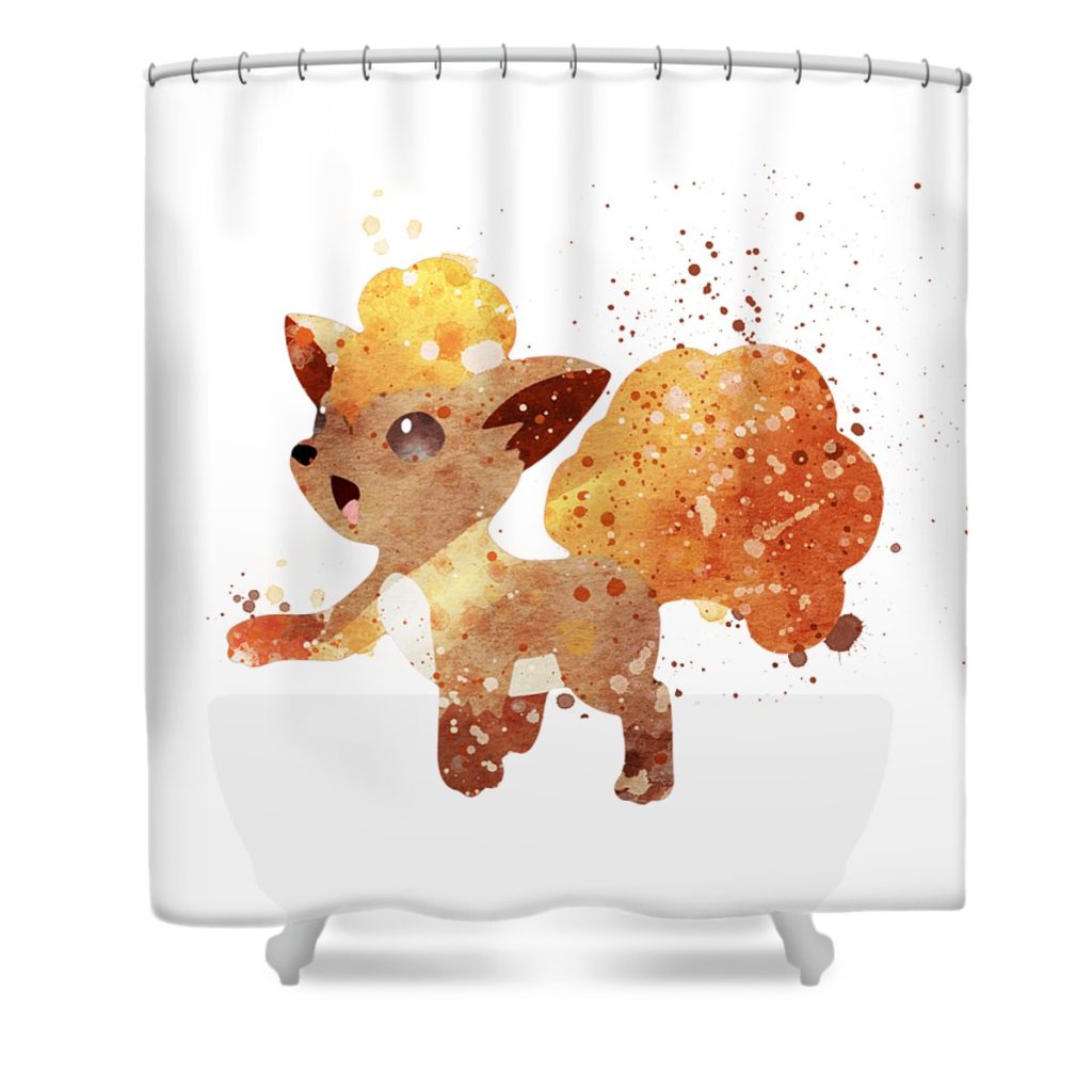 pokemon vulpix watercolor mihaela pater transparent - Anime Shower Curtain Shop