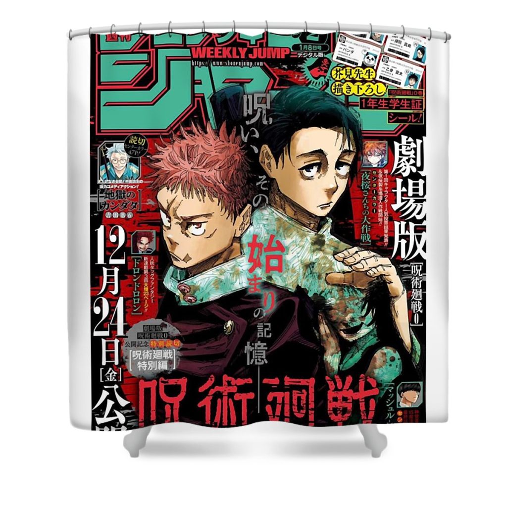 pretty old best friends okkotsu yuta and orimoto rika on the cover of weekly shonen jump gifts zery bart transparent - Anime Shower Curtain Shop