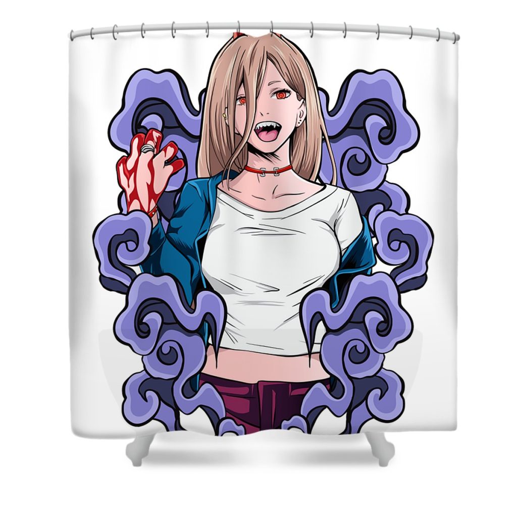 purple chainsaw man power anime video game transparent - Anime Shower Curtain Shop