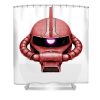 red zaku head andrea gatti transparent - Anime Shower Curtain Shop