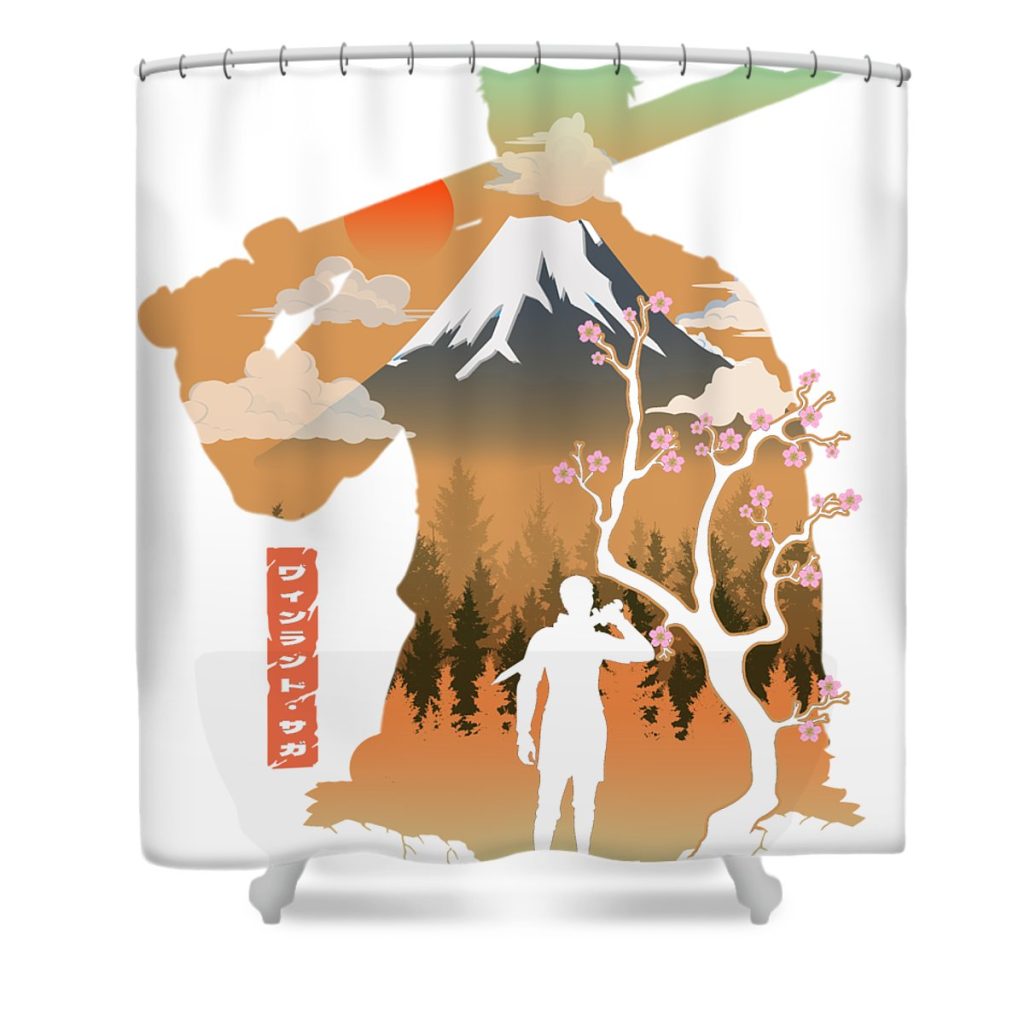 retro askeladd vinland saga anime gifts for fans lotus leafal transparent - Anime Shower Curtain Shop