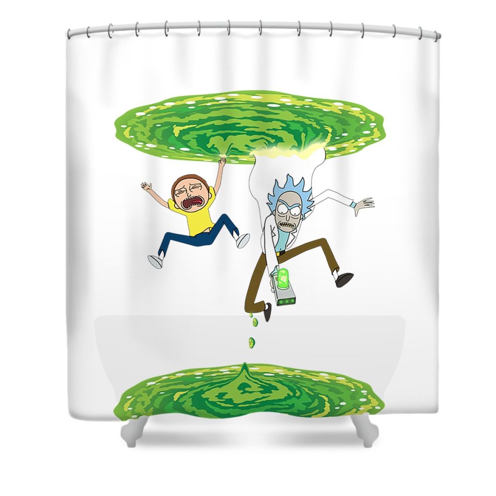 rick and morty falling portal to portal carter briar transparent - Anime Shower Curtain Shop