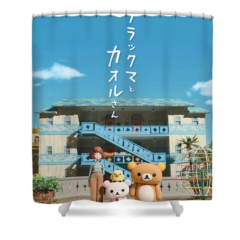 rilakkuma to kaorusan poster susan kamen - Anime Shower Curtain Shop