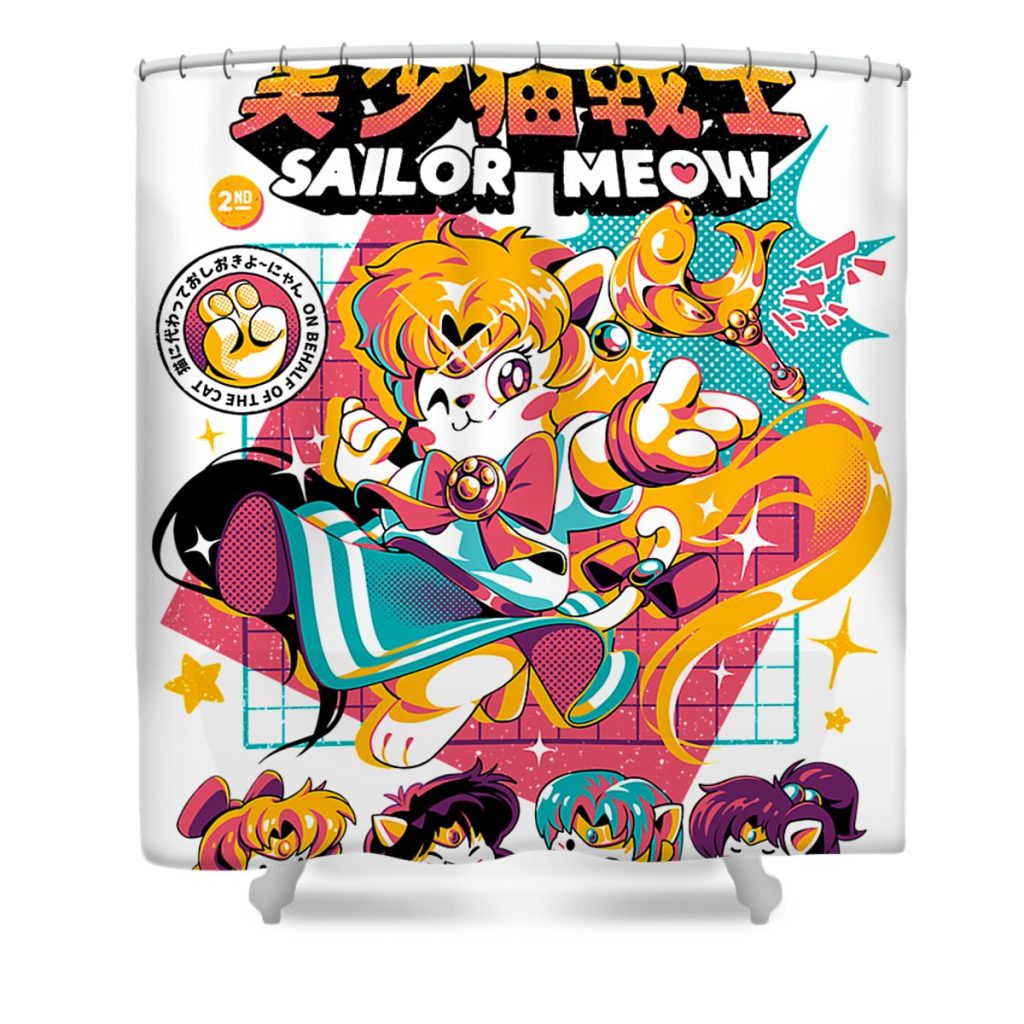 sailor meow kai maurer transparent - Anime Shower Curtain Shop