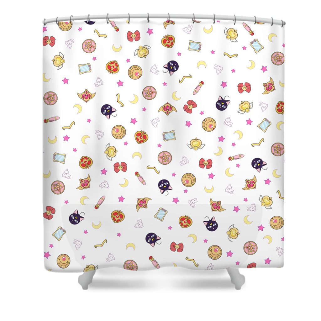 sailor moon cute pattern neokawaii transparent - Anime Shower Curtain Shop