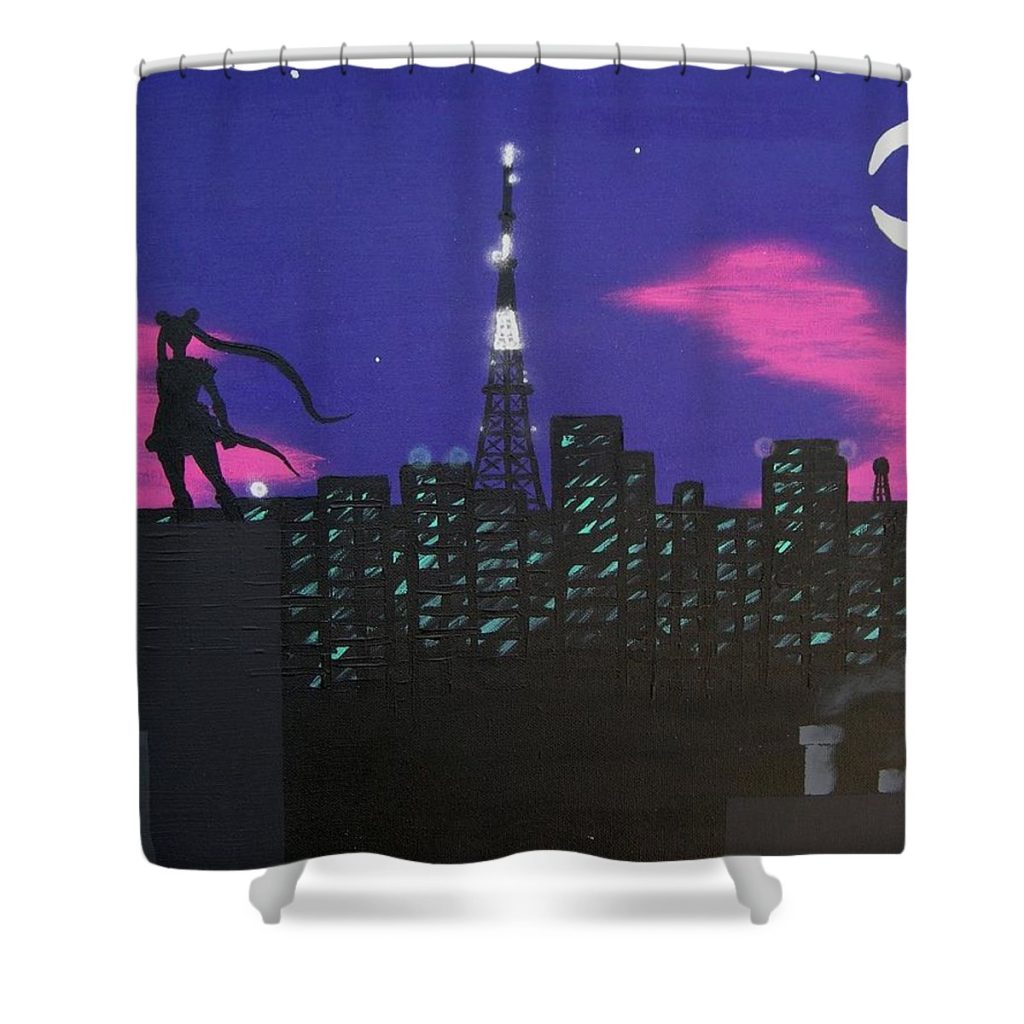 sailor moon skyline andrew white - Anime Shower Curtain Shop