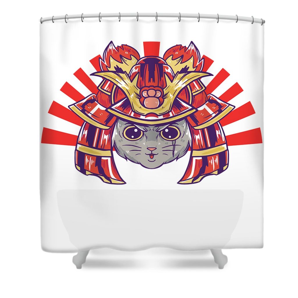 samurai cat will fight for tuna pizza me transparent - Anime Shower Curtain Shop