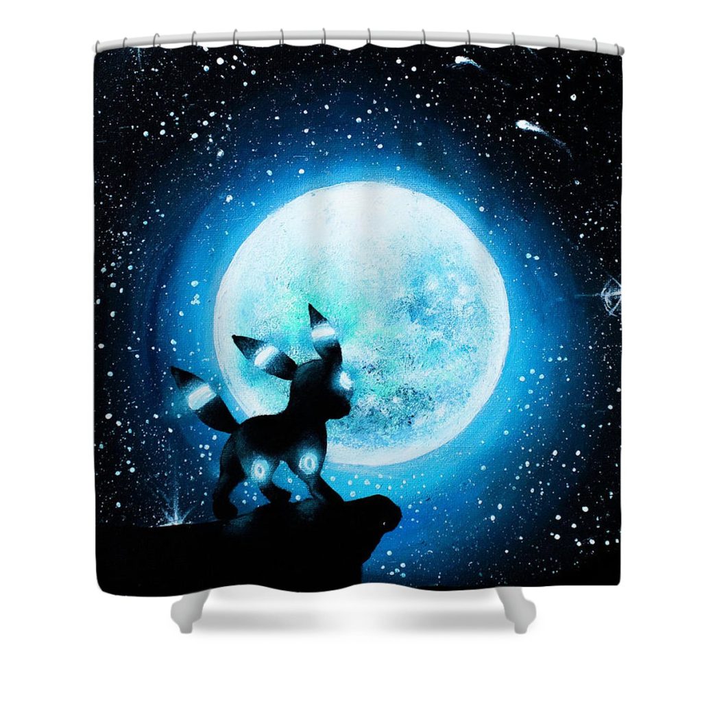 shiny umbreon under the moon painting magda swinya - Anime Shower Curtain Shop