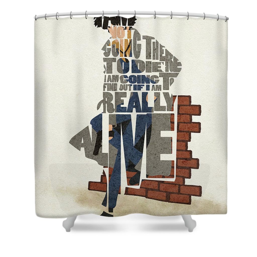 spike spiegel typography art inspirowl design - Anime Shower Curtain Shop