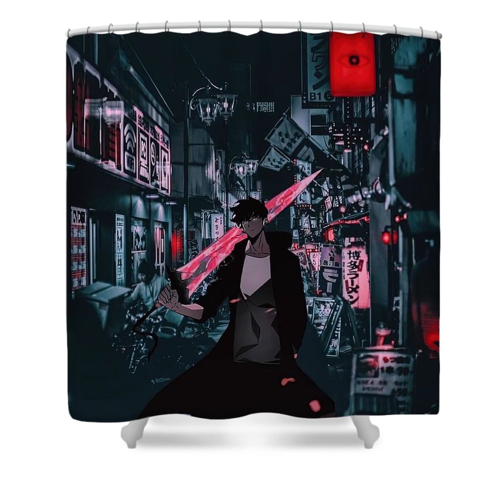 sung jin woo solo leveling powell finley - Anime Shower Curtain Shop